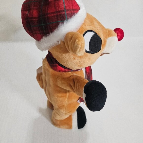 Rudolph The Red Nosed Reindeer Side-Stepper Musical Plush Toy by Gemmy With Tag - Picture 3 of 7